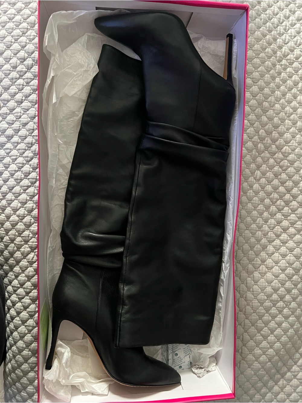 Vince Camuto Kashiana Black Milano Sheep Women's Knee-High Stiletto Boot